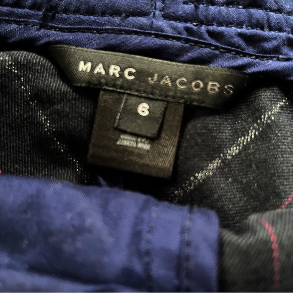 Marc Jacobs black with red white pinstripe a-line cotton blend midi skirt - Picture 7 of 7